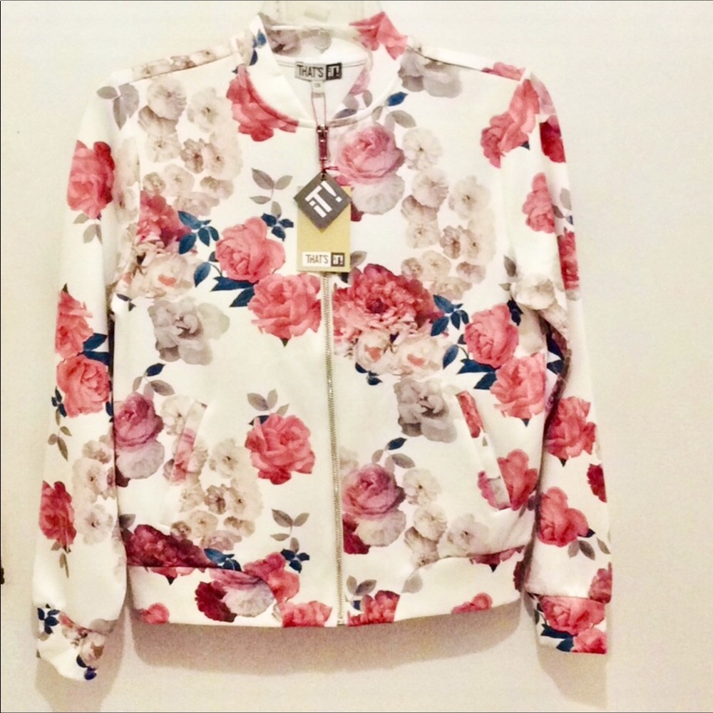 THAT ‘S IT WHITE FLORAL BOMBER JACKET